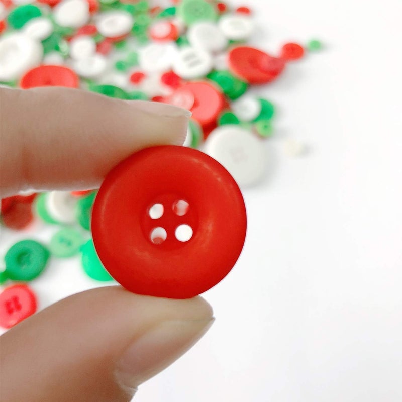 Greentime 350-400PCS Resin Chiristmas Buttons Assorted Buttons 2 and 4 Holes Round Craft for Christmas Party Decorations Sewing DIY Crafts Manual Button Painting,DIY Handmade Ornament… - Image 2